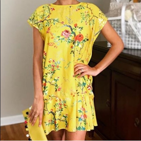 Yellow Floral Print Zara Dress - Picture 6 of 6